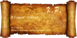 Kluger Péter névjegykártya